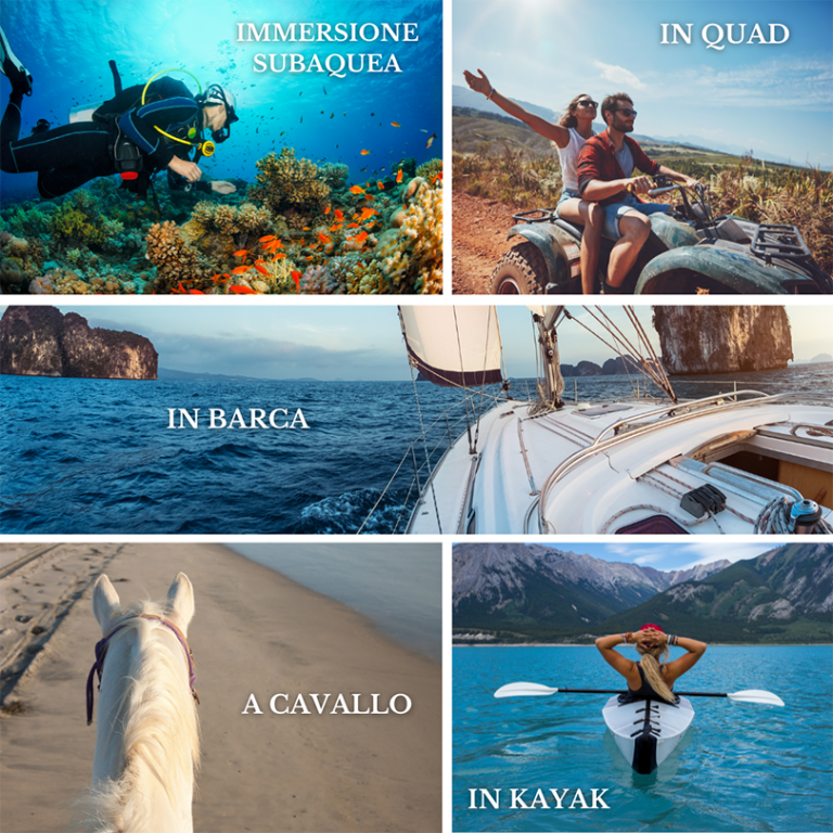 escursioni quad, kayak, barca, sub e cavallo